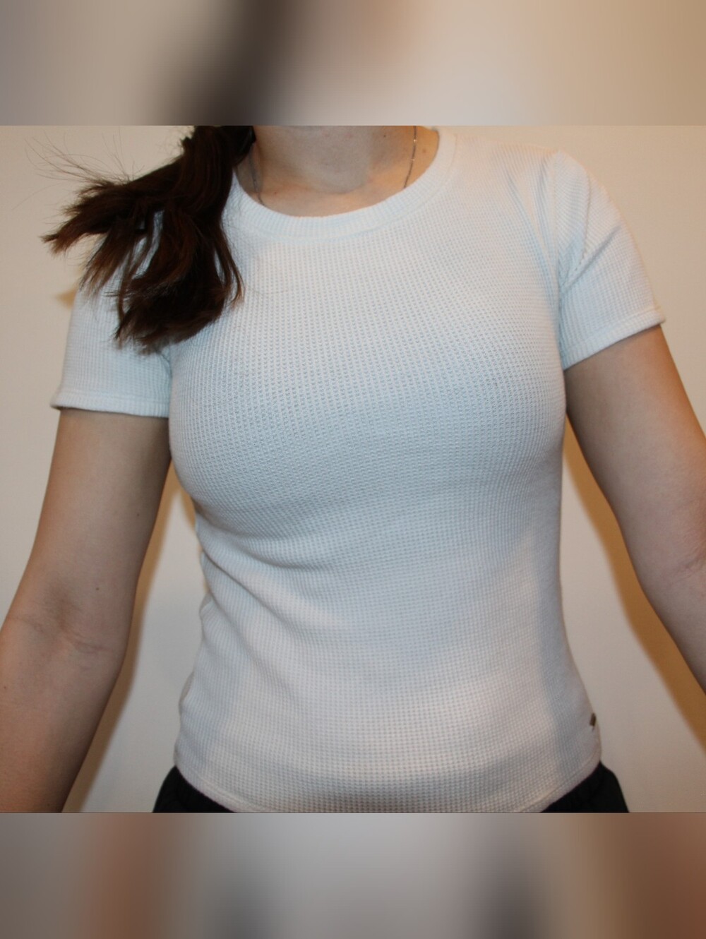 White Hollister Waffle Tee